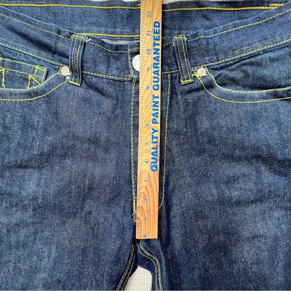 True Religion Surf Jeans 34 Made in USA Dark Wash Bootcut Yellow Stitching Y2K - Picture 8 of 9